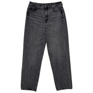 American Eagle Baggy‎ Jeans Size 10 High Rise Black Gray Wash 100% Cotton